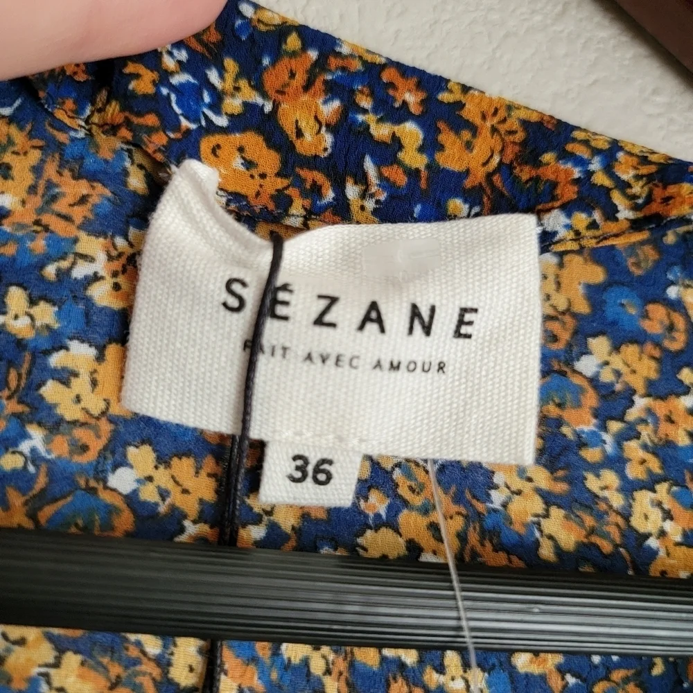 Sezane Ambroise Dress in Marine Flowers size 36 NWT